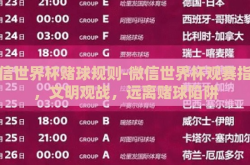 微信世界杯赌球规则-微信世界杯观赛指南，文明观战，远离赌球陷阱
