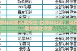 世界杯网易彩票投注-世界杯狂潮，网易彩票的投注之旅