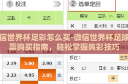 微信世界杯足彩怎么买-微信世界杯足球彩票购买指南，轻松掌握购彩技巧
