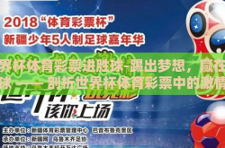 世界杯体育彩票进胜球-踢出梦想，赢在进胜球 —— 剖析世界杯体育彩票中的激情与机遇