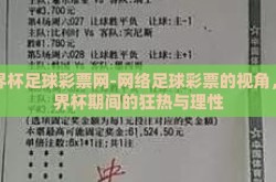 世界杯足球彩票网-网络足球彩票的视角，世界杯期间的狂热与理性