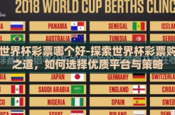 买世界杯彩票哪个好-探索世界杯彩票购买之道，如何选择优质平台与策略