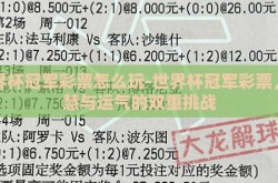 世界杯冠军彩票怎么玩-世界杯冠军彩票，智慧与运气的双重挑战