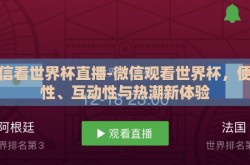 微信看世界杯直播-微信观看世界杯，便捷性、互动性与热潮新体验