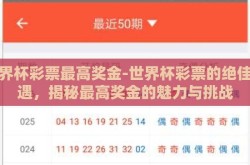 世界杯彩票最高奖金-世界杯彩票的绝佳机遇，揭秘最高奖金的魅力与挑战