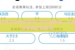 支付宝买世界杯体彩-支付宝渠道，开启世界杯体彩新体验
