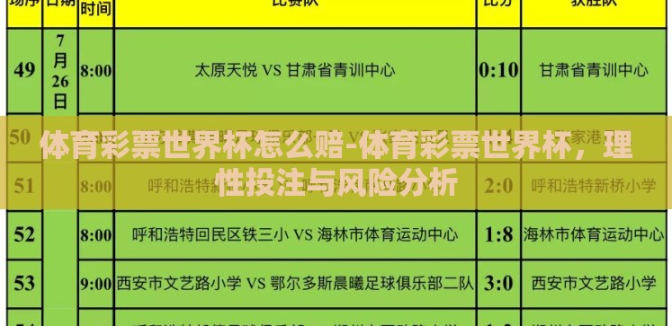 体育彩票世界杯怎么赔-体育彩票世界杯,理性投注与风险分析 体育彩票世界杯怎么赔-体育彩票世界杯,理性投注与风险分析
