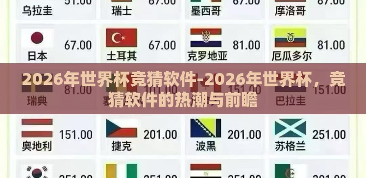 2026年世界杯竞猜软件-2026年世界杯,竞猜软件的热潮与前瞻 2026年世界杯竞猜软件-2026年世界杯,竞猜软件的热潮与前瞻