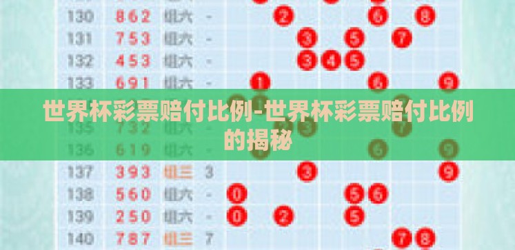 世界杯彩票赔付比例-世界杯彩票赔付比例的揭秘 世界杯彩票赔付比例-世界杯彩票赔付比例的揭秘