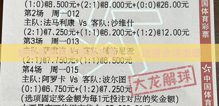 如何买世界杯足球彩票-一、选择合适渠道 如何买世界杯足球彩票-一、选择合适渠道