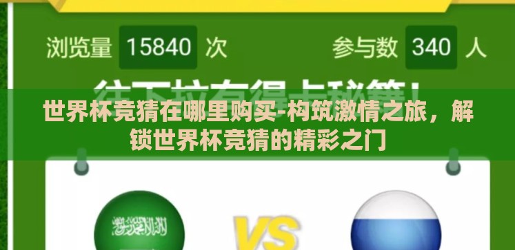 世界杯竞猜在哪里购买-构筑激情之旅，解锁世界杯竞猜的精彩之门