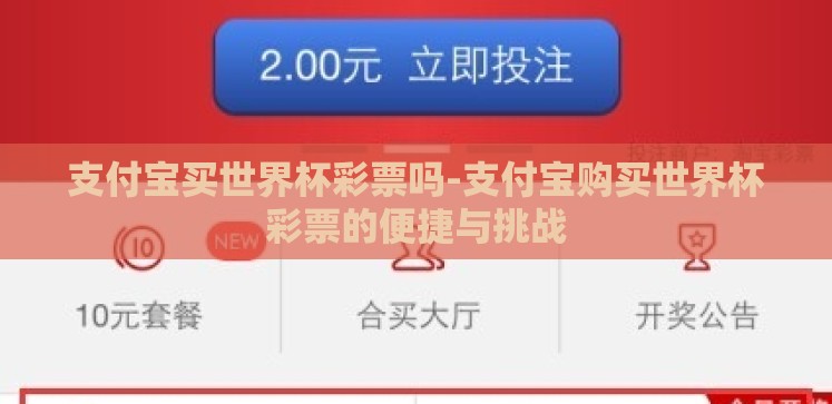 支付宝买世界杯彩票吗-支付宝购买世界杯彩票的便捷与挑战