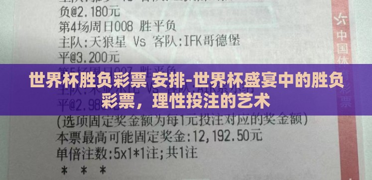 世界杯胜负彩票 安排-世界杯盛宴中的胜负彩票,理性投注的艺术 世界杯胜负彩票 安排-世界杯盛宴中的胜负彩票,理性投注的艺术