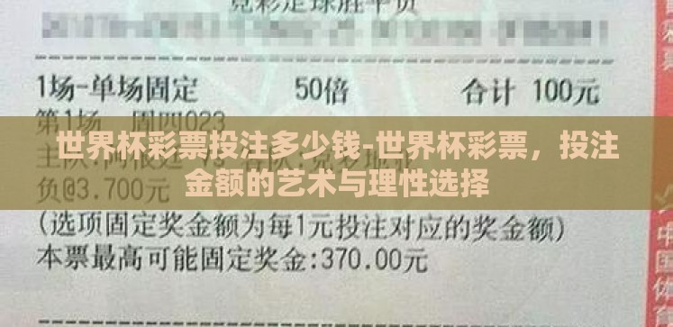 世界杯彩票投注多少钱-世界杯彩票,投注金额的艺术与理性选择 世界杯彩票投注多少钱-世界杯彩票,投注金额的艺术与理性选择