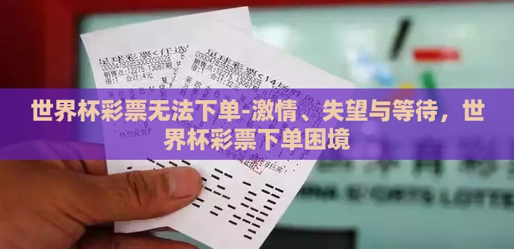世界杯彩票无法下单-激情、失望与等待,世界杯彩票下单困境 世界杯彩票无法下单-激情、失望与等待,世界杯彩票下单困境