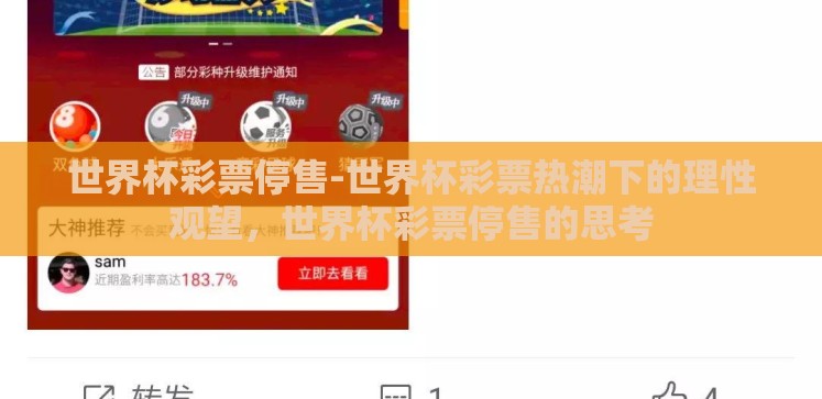 世界杯彩票停售-世界杯彩票热潮下的理性观望,世界杯彩票停售的思考 世界杯彩票停售-世界杯彩票热潮下的理性观望,世界杯彩票停售的思考