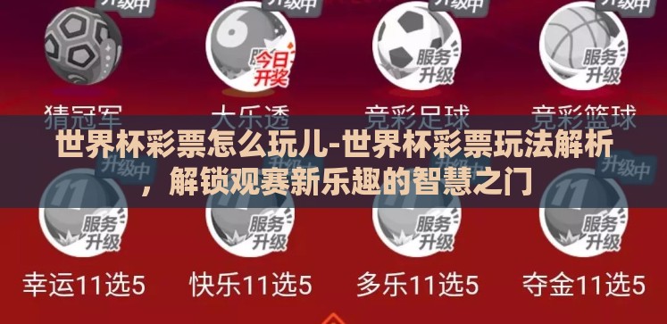世界杯彩票怎么玩儿-世界杯彩票玩法解析，解锁观赛新乐趣的智慧之门