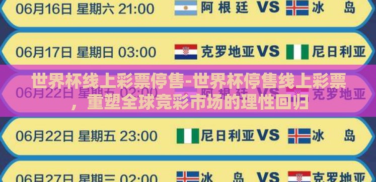 世界杯线上彩票停售-世界杯停售线上彩票,重塑全球竞彩市场的理性回归 世界杯线上彩票停售-世界杯停售线上彩票,重塑全球竞彩市场的理性回归