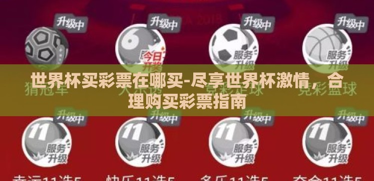 世界杯买彩票在哪买-尽享世界杯激情,合理购买彩票指南 世界杯买彩票在哪买-尽享世界杯激情,合理购买彩票指南