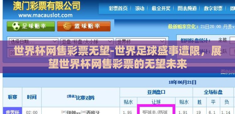 世界杯网售彩票无望-世界足球盛事遭限,展望世界杯网售彩票的无望未来 世界杯网售彩票无望-世界足球盛事遭限,展望世界杯网售彩票的无望未来