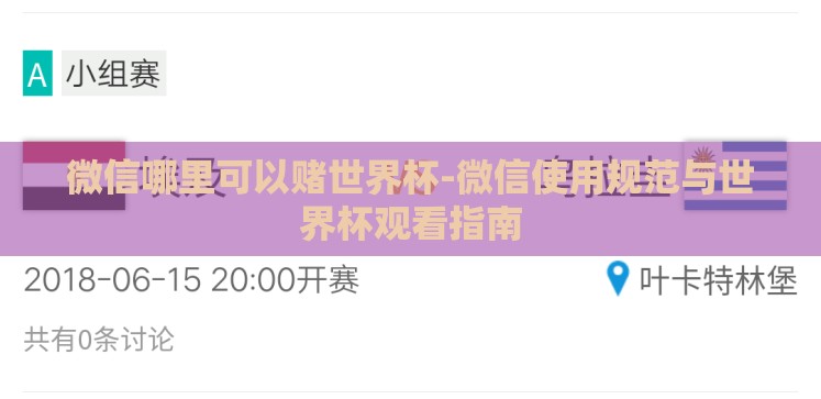 微信哪里可以赌世界杯-微信使用规范与世界杯观看指南 微信哪里可以赌世界杯-微信使用规范与世界杯观看指南