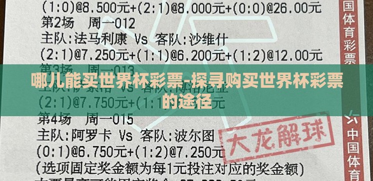 哪儿能买世界杯彩票-探寻购买世界杯彩票的途径 哪儿能买世界杯彩票-探寻购买世界杯彩票的途径