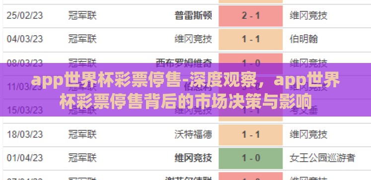 app世界杯彩票停售-深度观察,app世界杯彩票停售背后的市场决策与影响 app世界杯彩票停售-深度观察,app世界杯彩票停售背后的市场决策与影响