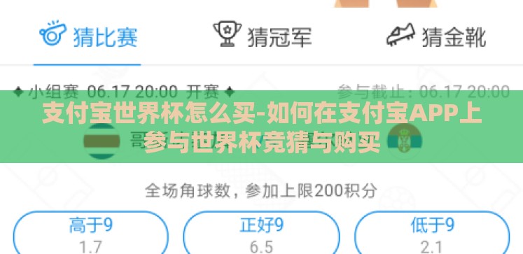 支付宝世界杯怎么买-如何在支付宝APP上参与世界杯竞猜与购买 支付宝世界杯怎么买-如何在支付宝APP上参与世界杯竞猜与购买