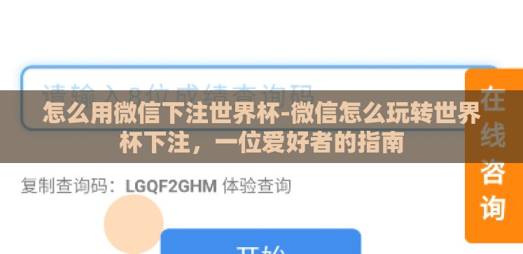 怎么用微信下注世界杯-微信怎么玩转世界杯下注,一位爱好者的指南 怎么用微信下注世界杯-微信怎么玩转世界杯下注,一位爱好者的指南