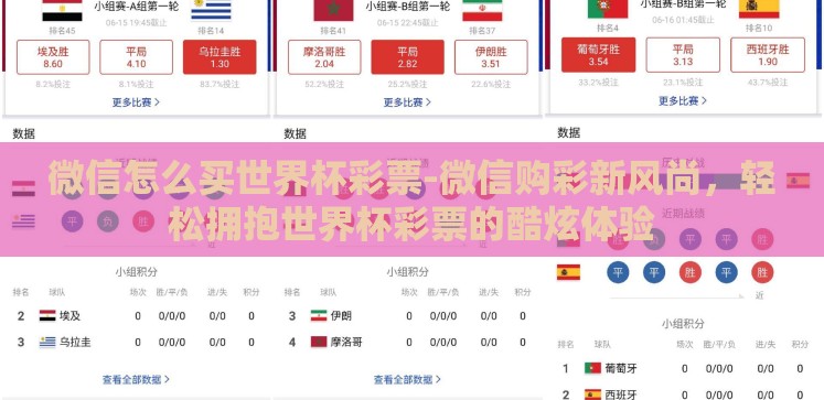 微信怎么买世界杯彩票-微信购彩新风尚,轻松拥抱世界杯彩票的酷炫体验 微信怎么买世界杯彩票-微信购彩新风尚,轻松拥抱世界杯彩票的酷炫体验