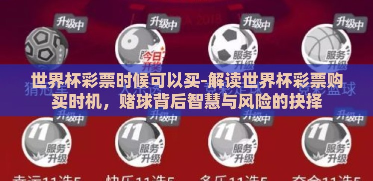 世界杯彩票时候可以买-解读世界杯彩票购买时机，赌球背后智慧与风险的抉择