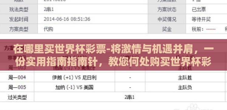 在哪里买世界杯彩票-将激情与机遇并肩,一份实用指南指南针,教您何处购买世界杯彩票 在哪里买世界杯彩票-将激情与机遇并肩,一份实用指南指南针,教您何处购买世界杯彩票