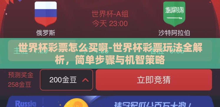 世界杯彩票怎么买啊-世界杯彩票玩法全解析，简单步骤与机智策略
