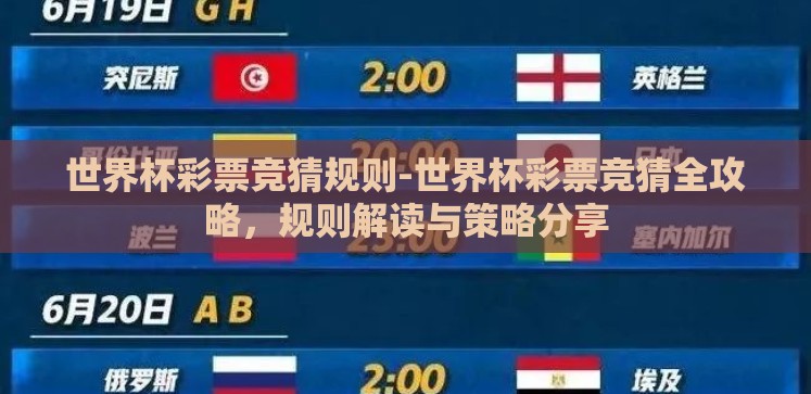 世界杯彩票竞猜规则-世界杯彩票竞猜全攻略，规则解读与策略分享
