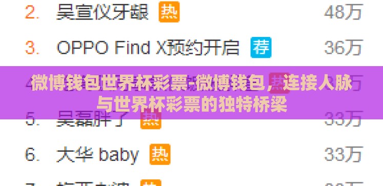 微博钱包世界杯彩票-微博钱包,连接人脉与世界杯彩票的独特桥梁 微博钱包世界杯彩票-微博钱包,连接人脉与世界杯彩票的独特桥梁