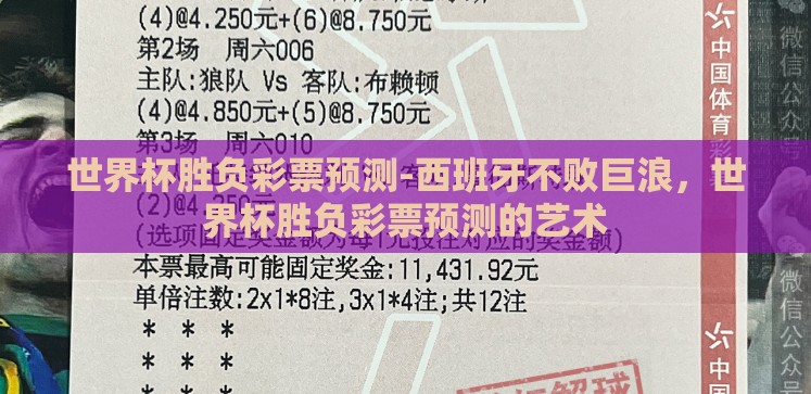 世界杯胜负彩票预测-西班牙不败巨浪，世界杯胜负彩票预测的艺术