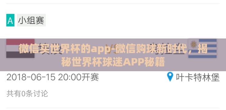 微信买世界杯的app-微信购球新时代,揭秘世界杯球迷APP秘籍 微信买世界杯的app-微信购球新时代,揭秘世界杯球迷APP秘籍
